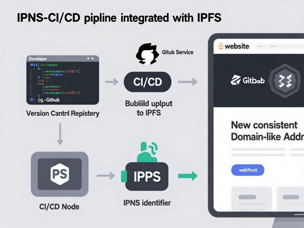 CI pipeline publishing new CID and updating IPNS for IPFS for websites.