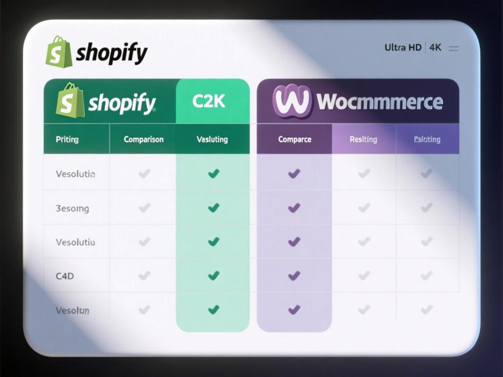 “Shopify vs WooCommerce pricing table including platform and payment fees.”