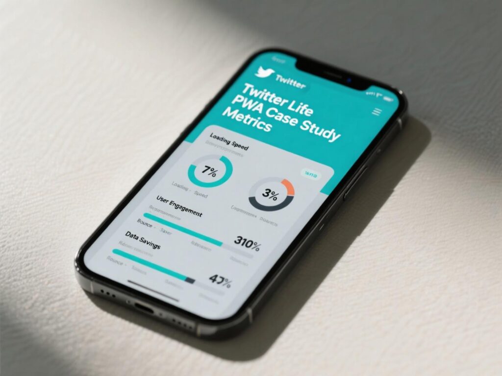 Metrics highlights from the Twitter Lite PWA case study showing engagement lifts.