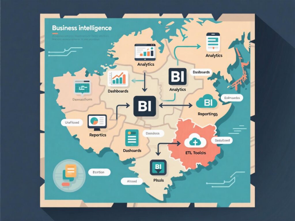 “Examples of reporting, BI, and analytics tools aligned to outputs.”