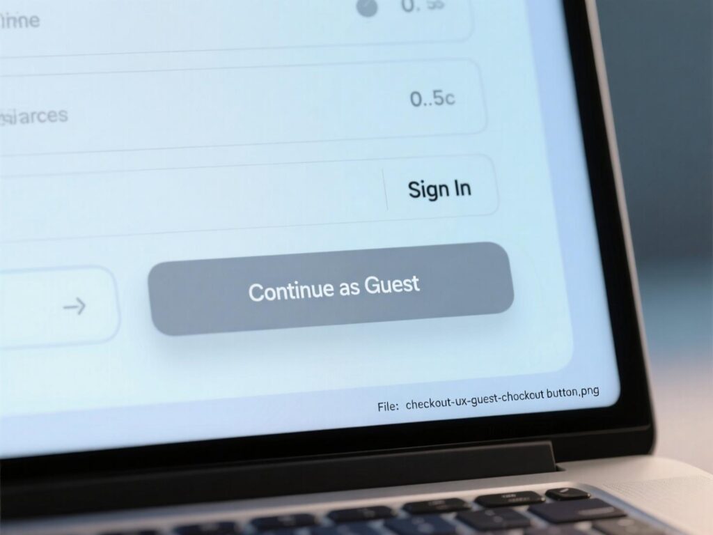 Checkout UX example showing a prominent Guest checkout button above Sign in.”