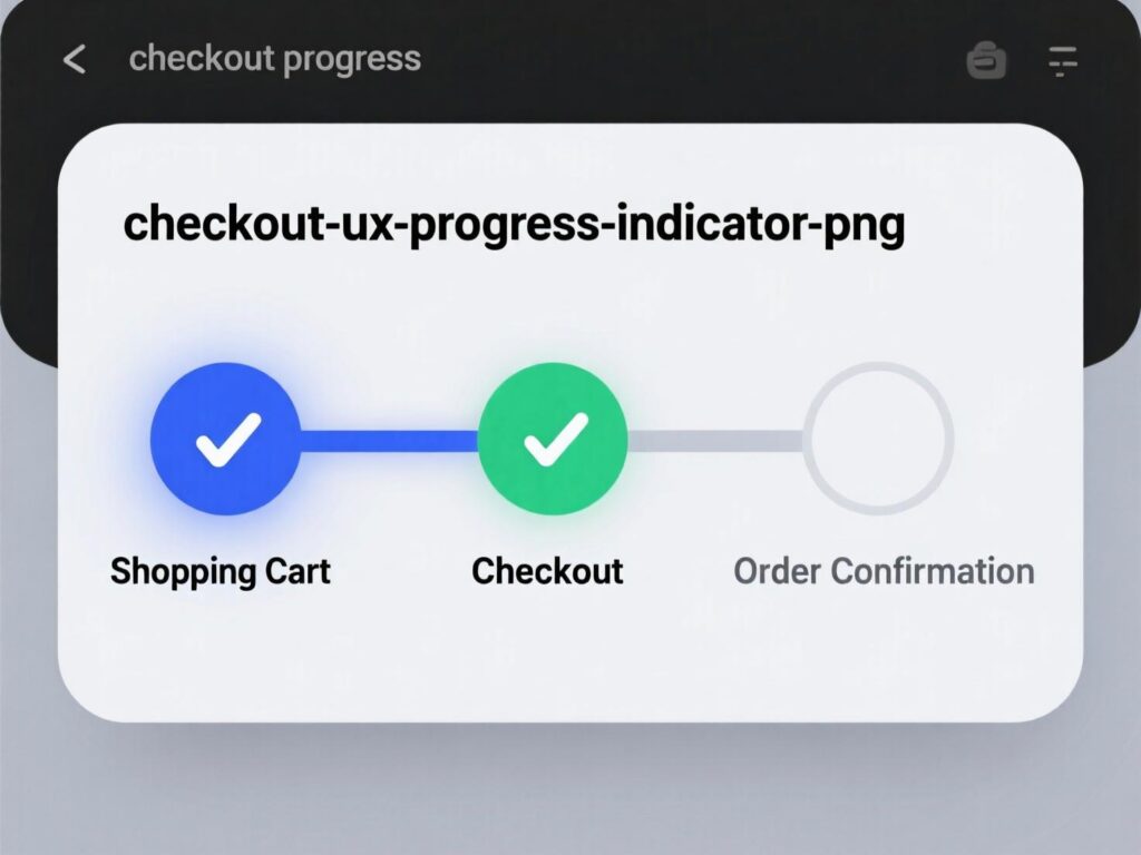 “Three-step progress indicator clarifying checkout UX stages.” Placement: Below H3 ‘Add a Clear Progress Indicator’