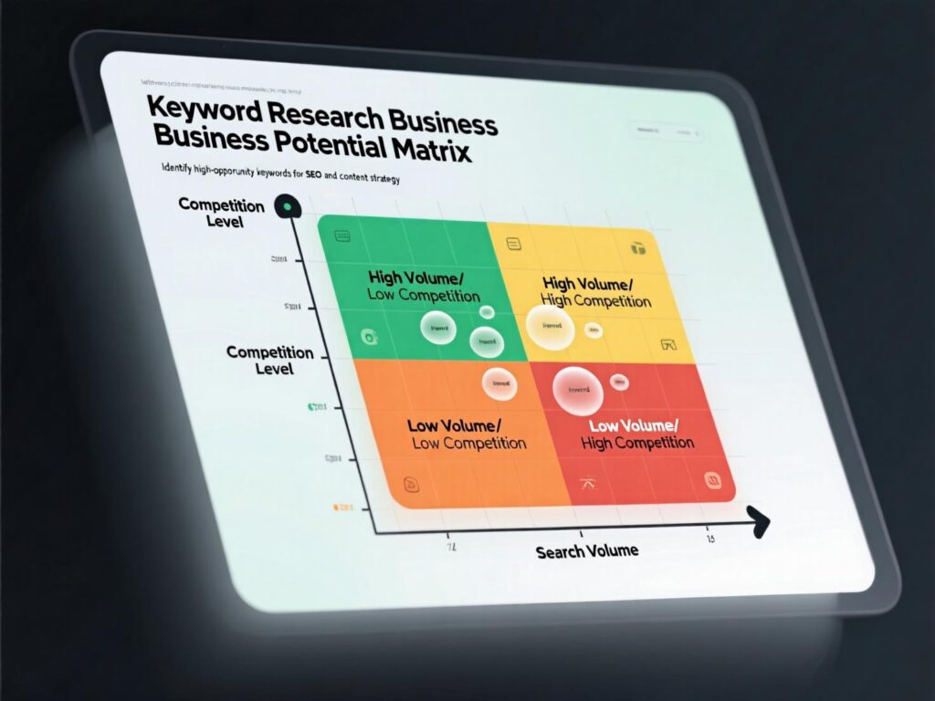 Business potential scoring matrix used in keyword research.