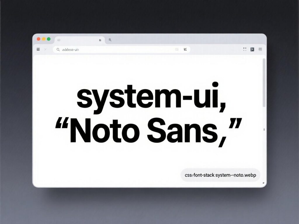 CSS code snippet of a system-ui + Noto multilingual font stack using :lang().