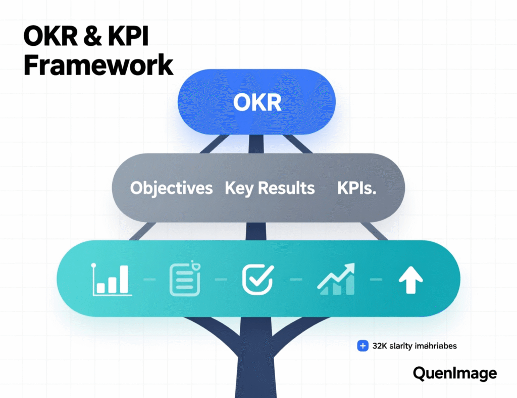 “How OKRs target branches within a KPI tree for improvement.”