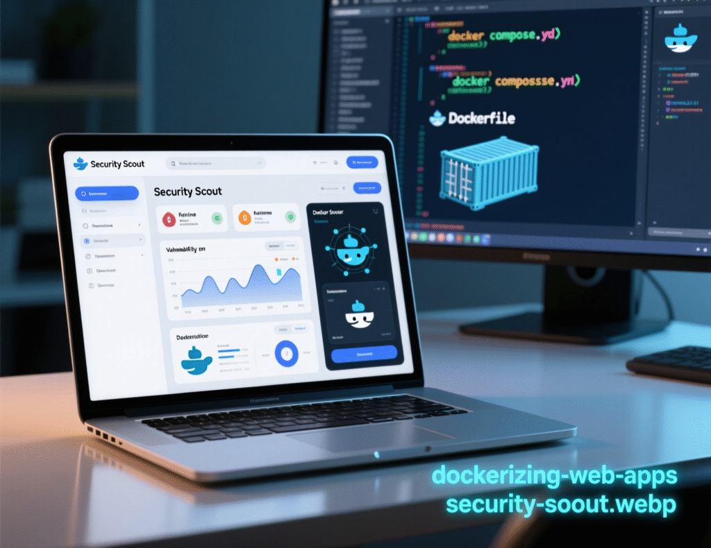 “Scanning images with Docker Scout while Dockerizing Web Apps.”