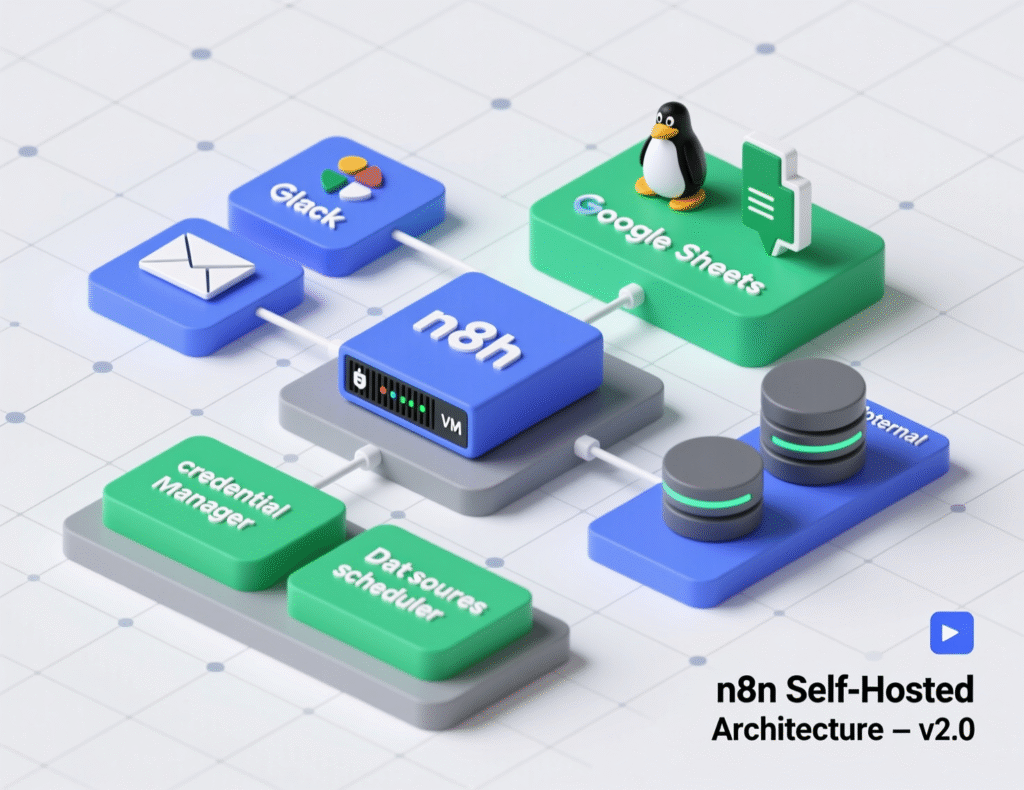 “n8n self-hosted architecture with workers and queue mode.”