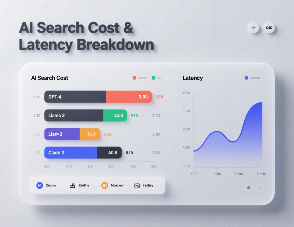 Estimated cost and latency breakdown for AI search requests.”
