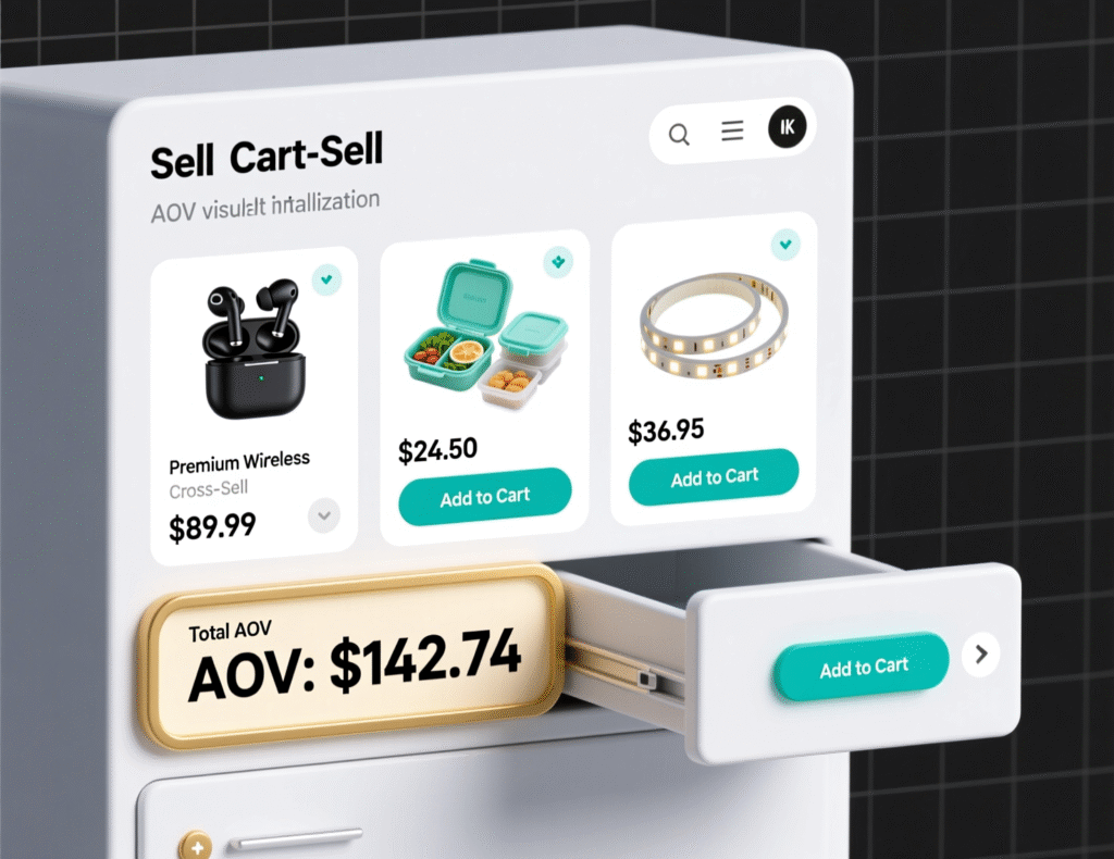 “Cart drawer cross-sell module to grow average order value.”
