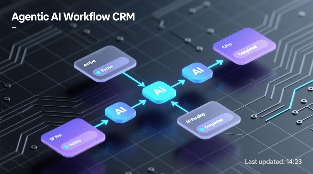 “Agentic AI workflow triggering actions in CRM from churn predictions.”