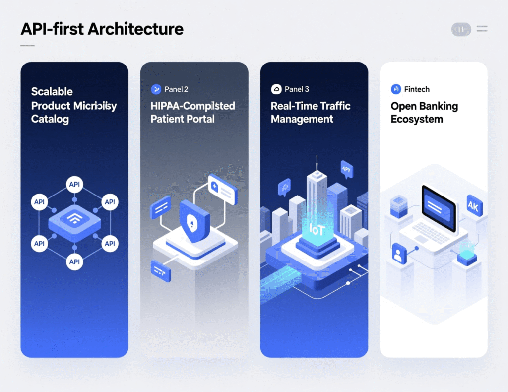 “Logos and patterns summarizing Stripe, Twilio, and Shopify API-first lessons”