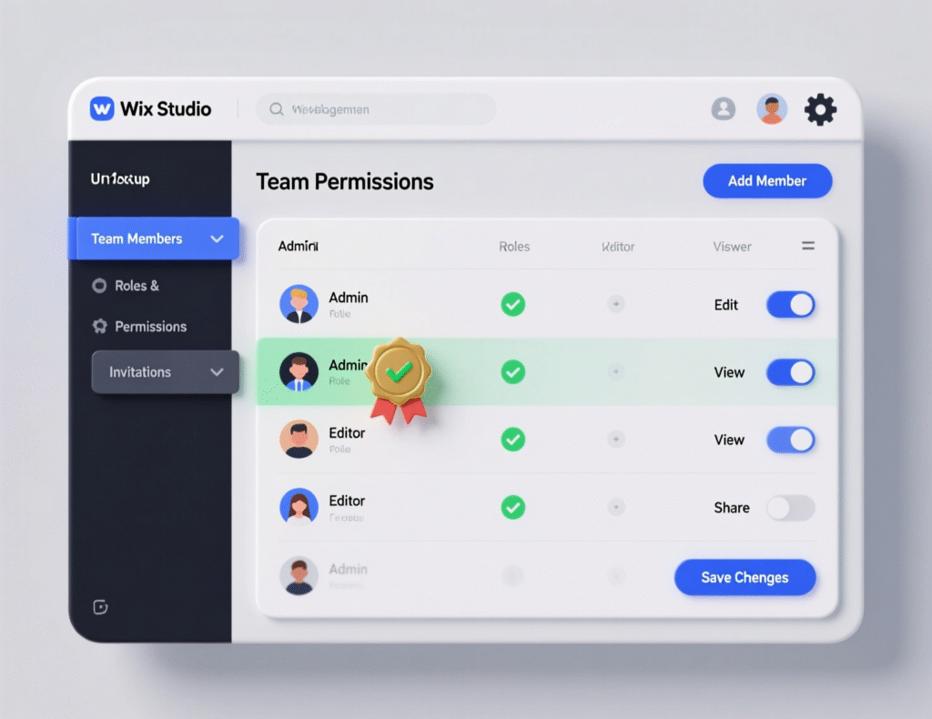 “Wix Studio team workspace roles and permissions for agencies”