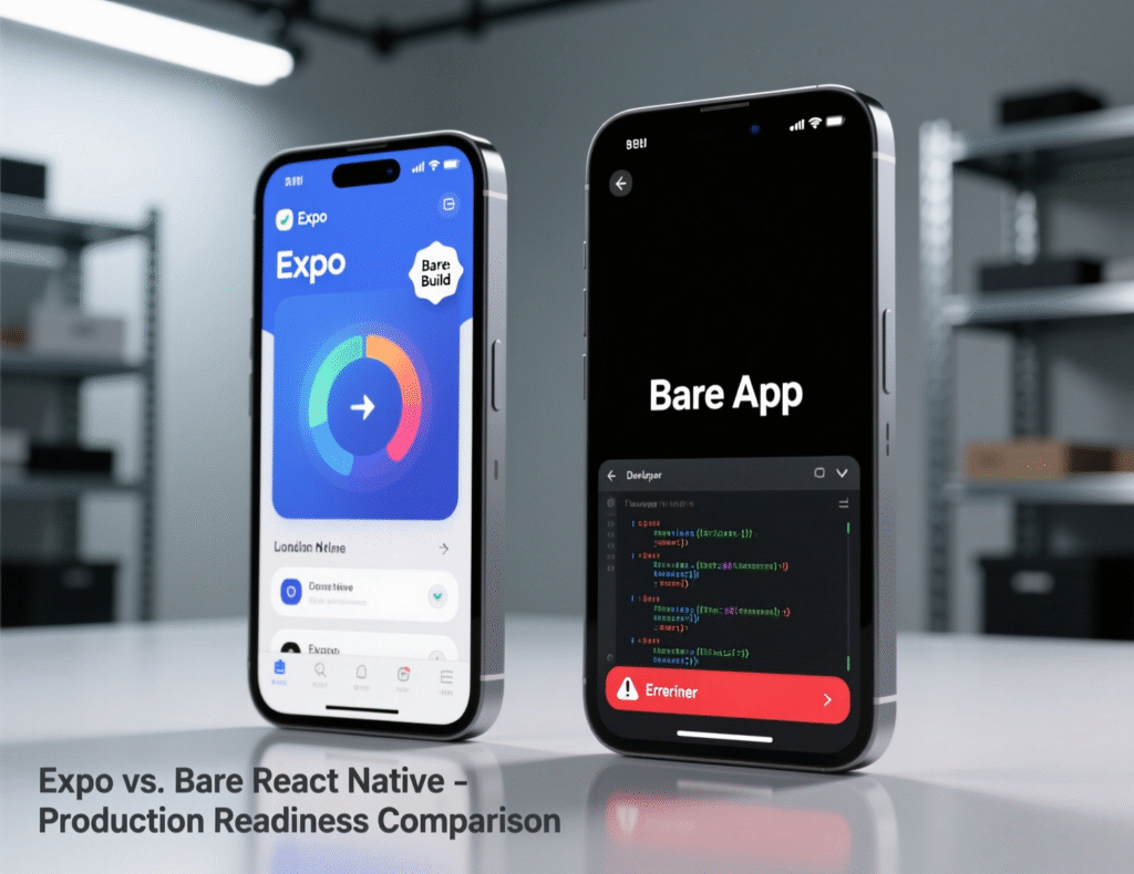 Comparison chart of Expo vs Bare React Native for production apps