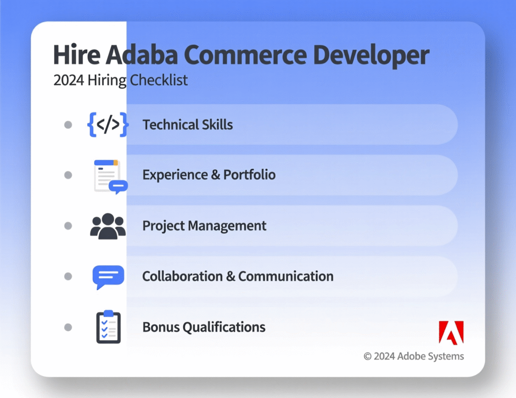 Hiring checklist for Adobe Commerce developer vetting