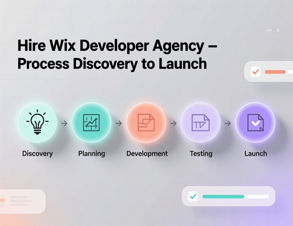 “Process to hire a Wix developer or agency from discovery to launch”