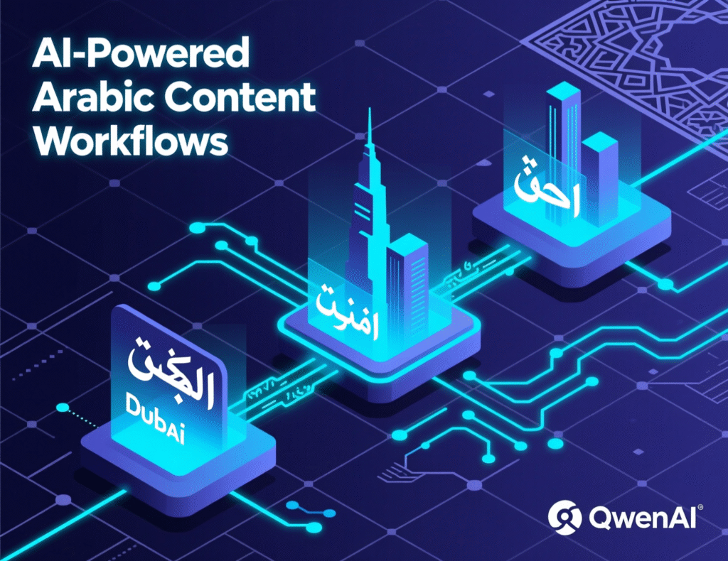 Diagram of AI-powered Arabic content workflows for GCC marketing teams