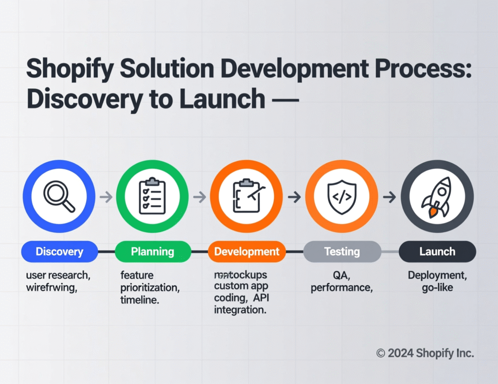 Shopify solution development process from discovery to launch