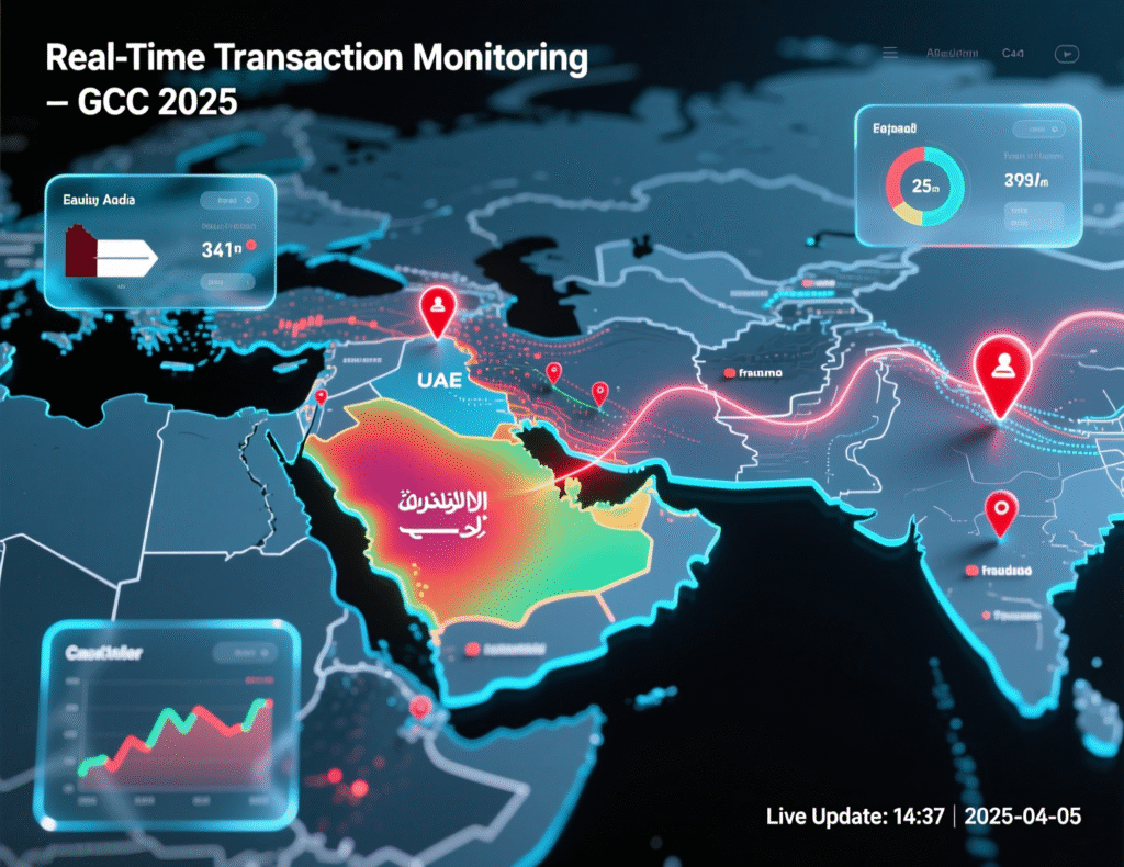 Real-time transaction monitoring in banks using AI risk scores in Saudi, UAE and Qatar