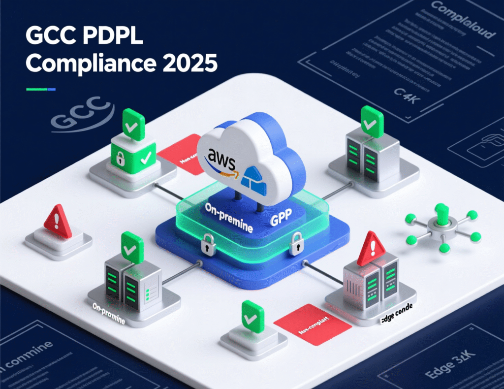 Example hybrid multi-cloud architecture compliant with GCC data localization laws for cloud computing