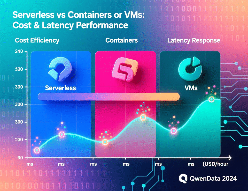 Comparison chart of serverless vs containers vs VMs for cost and latency