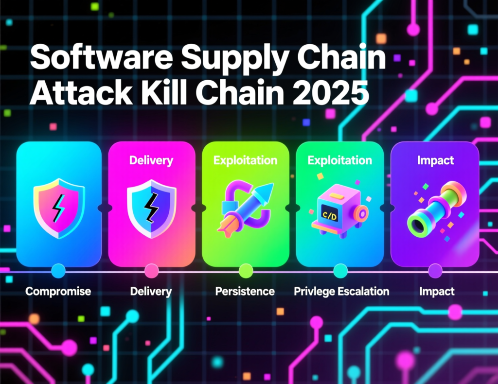 Kill chain of a modern software supply chain attack through CI/CD pipelines