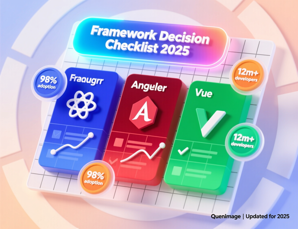 7 question checklist to choose React Angular or Vue in 2025