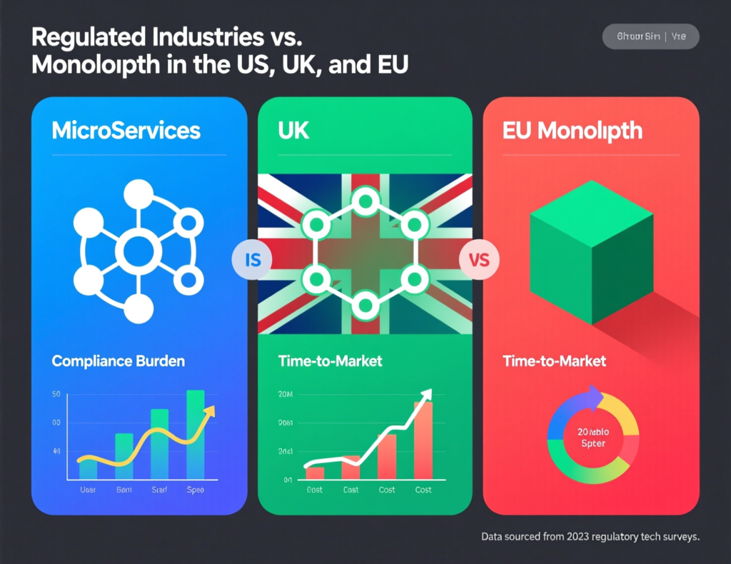 Microservices vs monolith in regulated industries across US, UK and EU