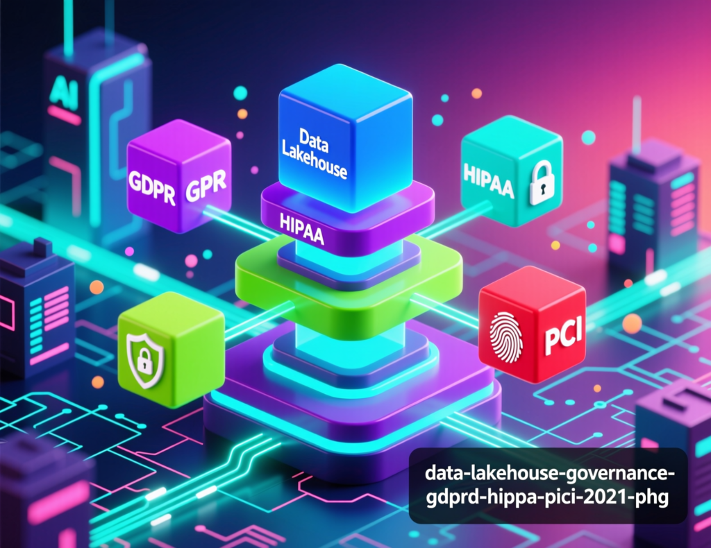 Governance controls in data lakehouse architecture mapped to GDPR and HIPAA