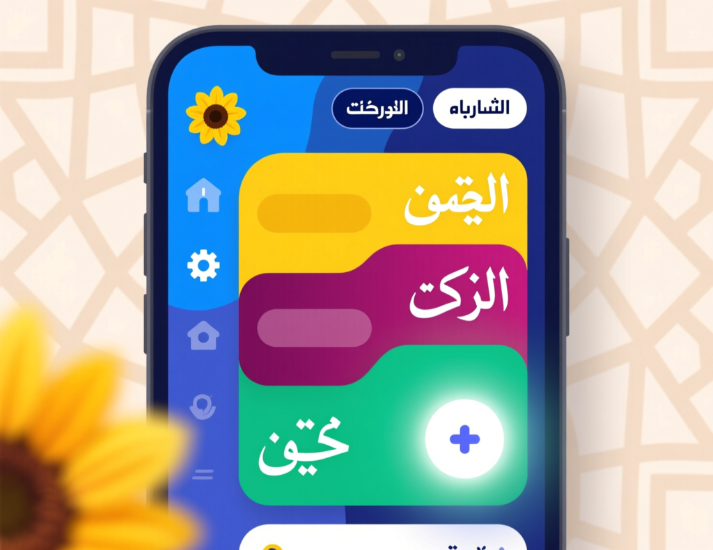 Example of RTL interface design showing Arabic mobile layout and typography guidelines