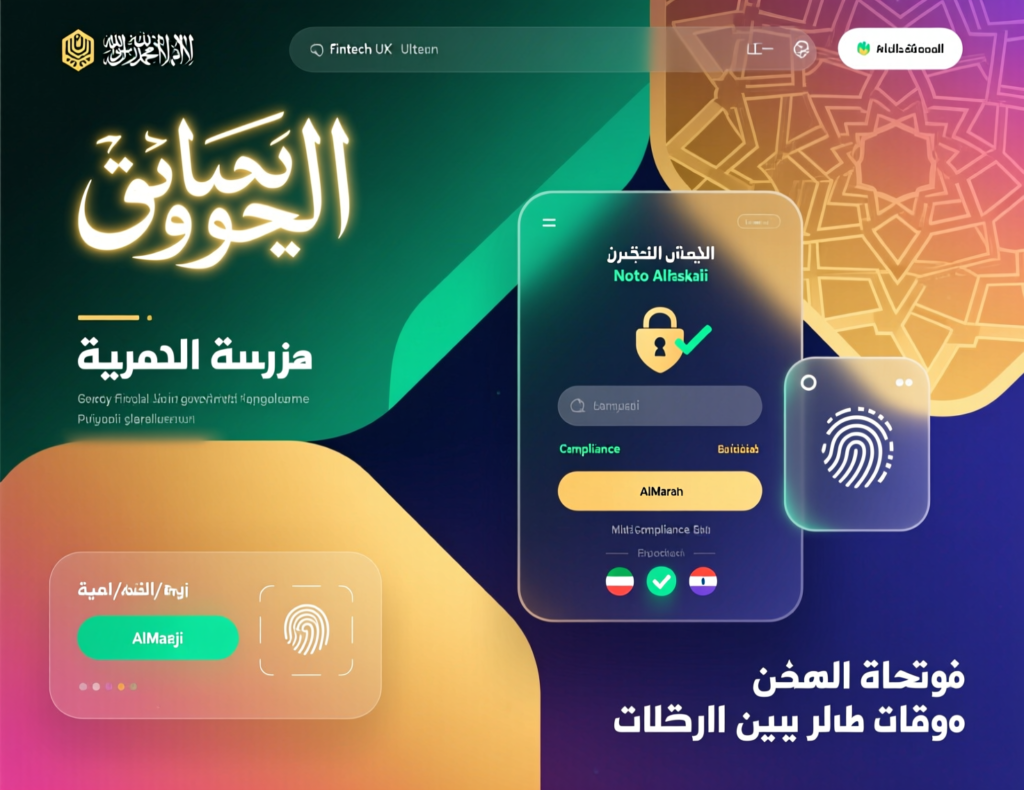 Arabic UX design concept for GCC fintech and government apps focused on compliance and trust