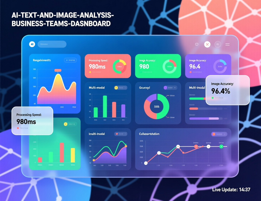 Dashboard showing AI text and image analysis for business teams using unstructured data analytics