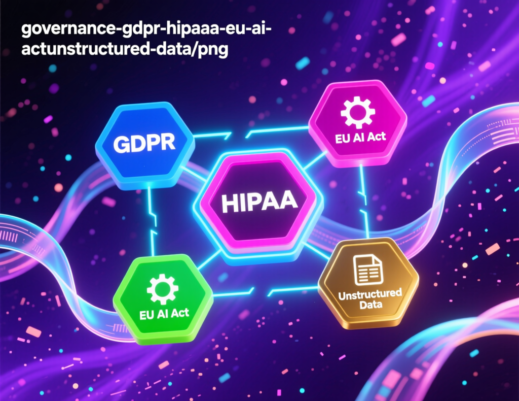 Governance and compliance controls for unstructured data analytics under GDPR, HIPAA and EU AI Act