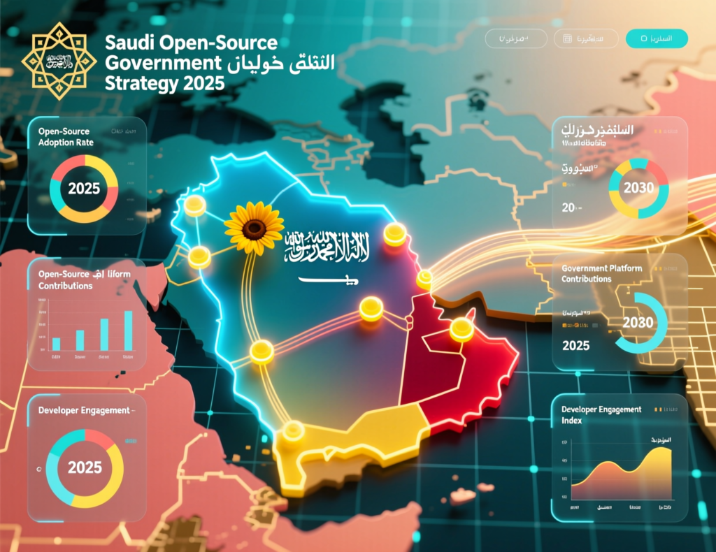 Concept dashboard visualising Saudi Arabia’s open source government software strategy