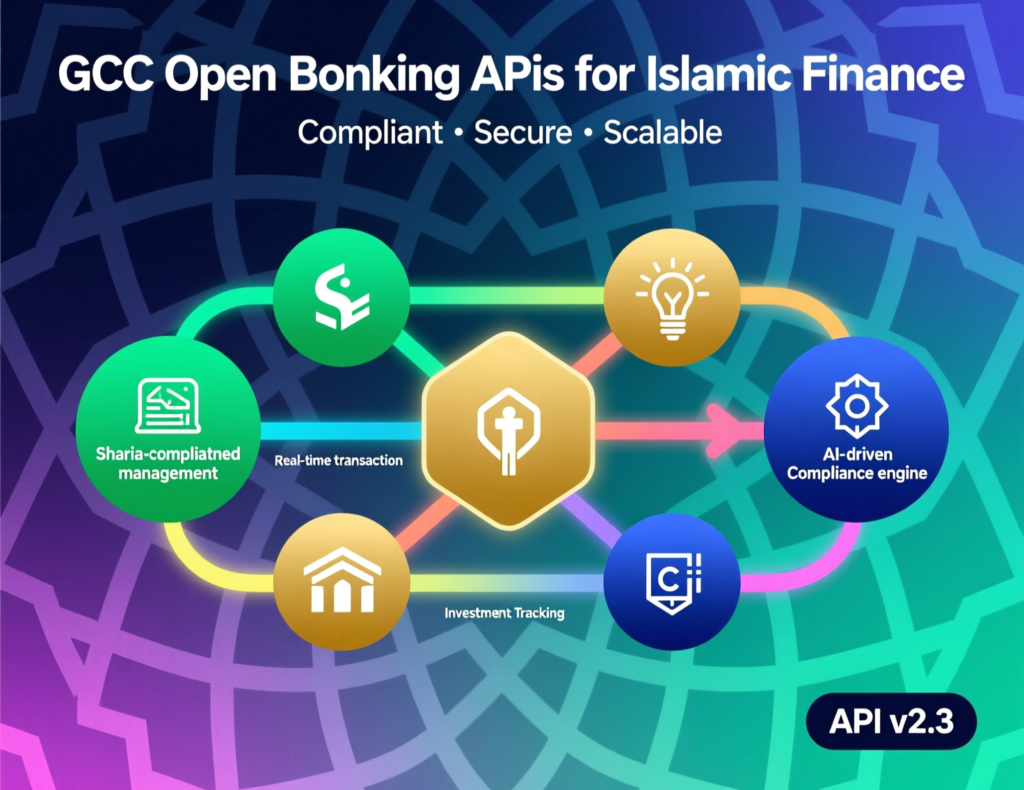Diagram of open banking APIs supporting Islamic fintech in GCC