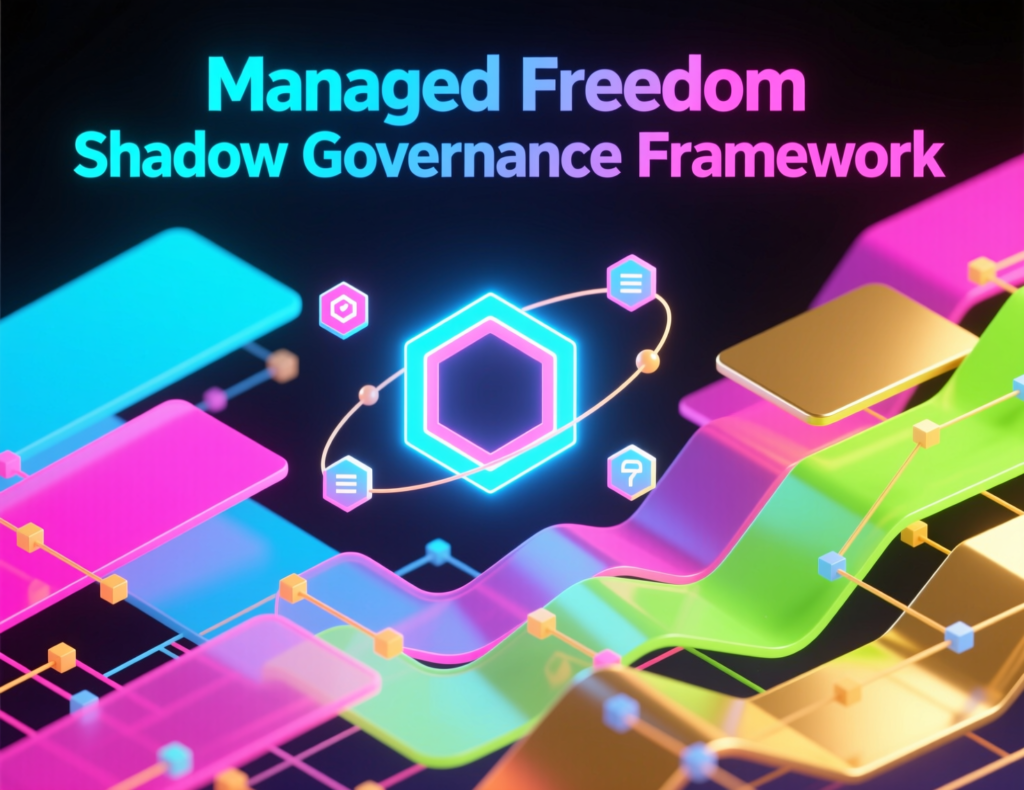 Managed freedom framework diagram for shadow IT governance with policies and sandboxes