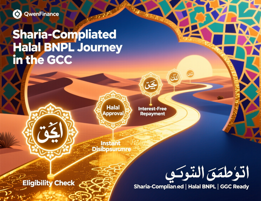 Visual of a Sharia-compliant BNPL journey from merchant to consumer in the GCC
