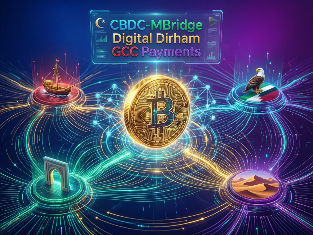 Illustration of CBDC and mBridge cross-border payments in the GCC