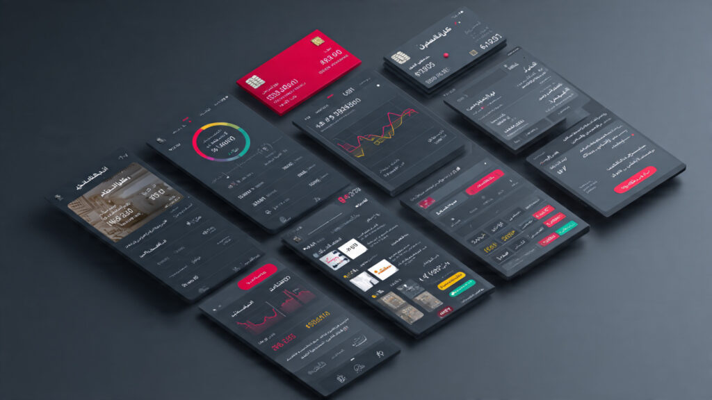 Arabic RTL interface for Sharia-compliant digital banking app in GCC