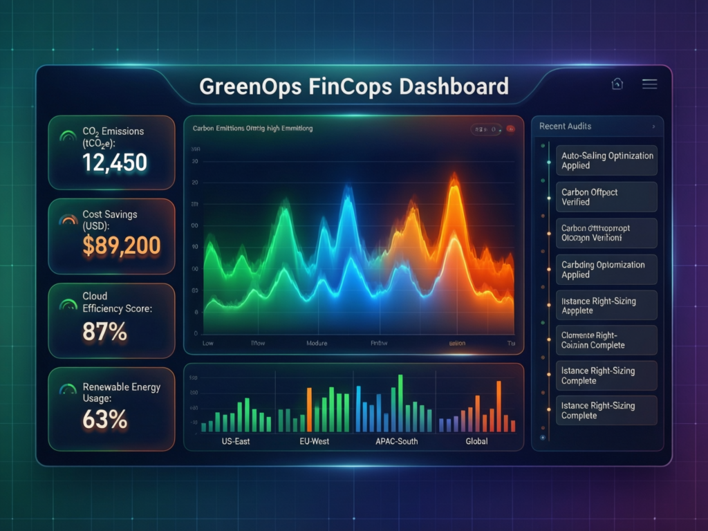 GreenOps and FinOps dashboard for carbon neutral cloud computing
