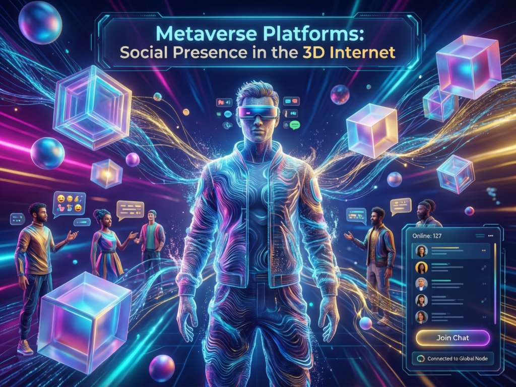 Metaverse platforms illustrating social presence in virtual worlds and the 3D internet