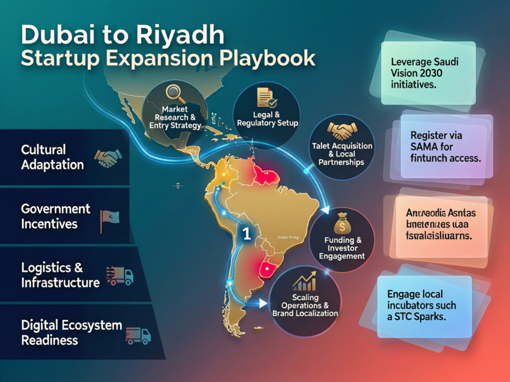 Visual playbook of a Dubai-based startup expanding to Riyadh in the Middle East