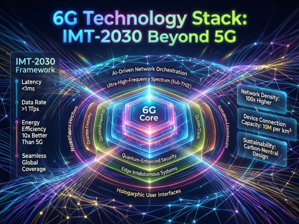 Diagram of 6G IMT-2030 technology stack beyond 5G wireless networks