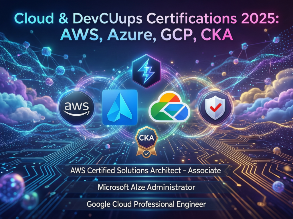 Best cloud and DevOps certifications 2025 including AWS, Azure, GCP and Kubernetes