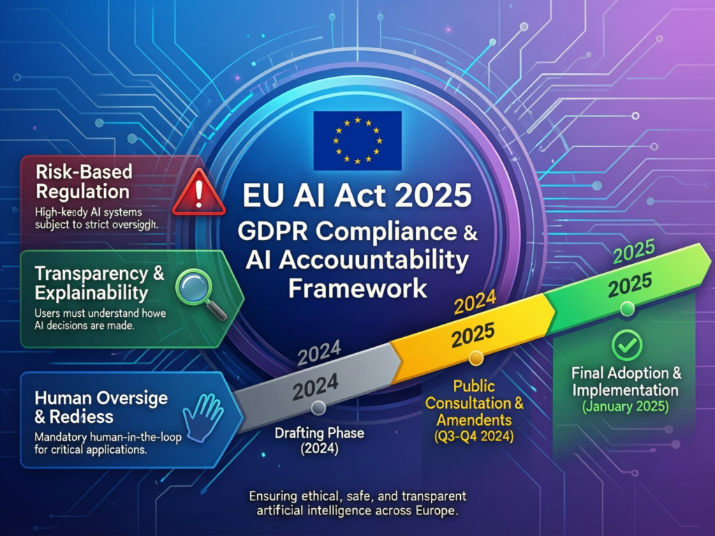 Visual showing AI governance under GDPR and EU AI Act in 2025