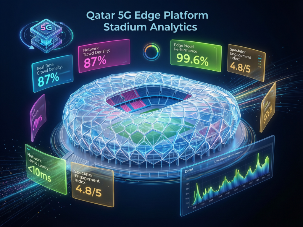 Qatar 5G edge platform powering analytics in a Doha stadium