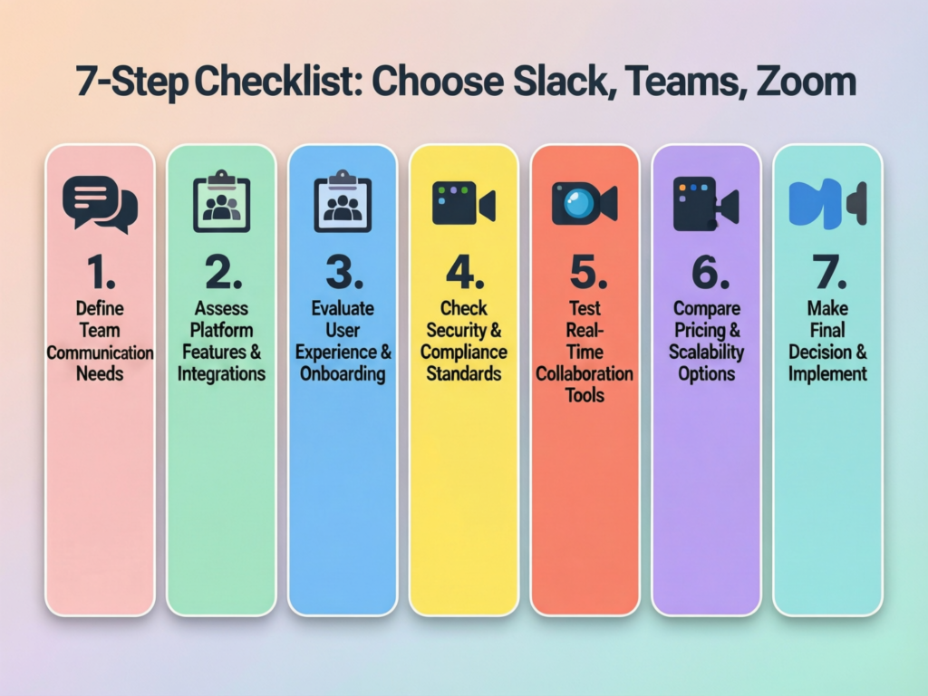 7-step checklist to choose Slack, Teams or Zoom