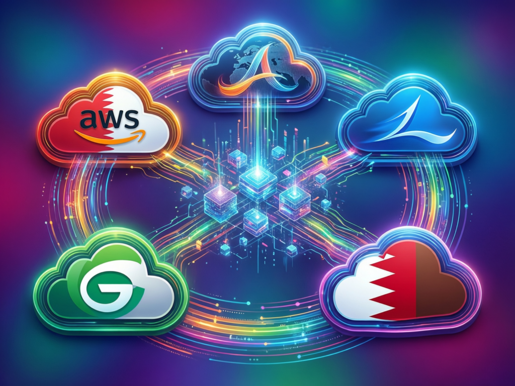 Cloud regions map for AWS Bahrain, Azure UAE and Google Cloud Doha used for Middle East analytics