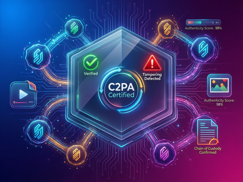 “Deepfake and AI content authenticity detection workflow using C2PA and AI content moderation”