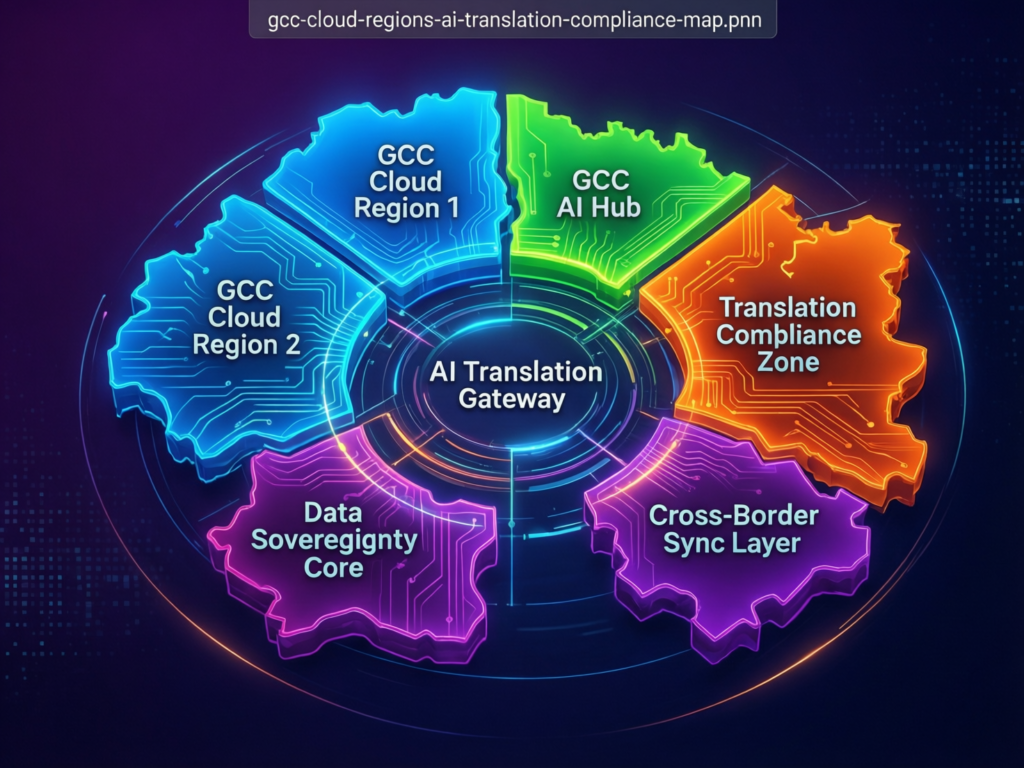 GCC cloud regions map for compliant Arabic to English AI translation hosting