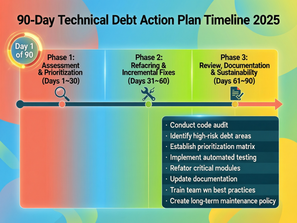 90-day technical debt action plan timeline for legacy systems